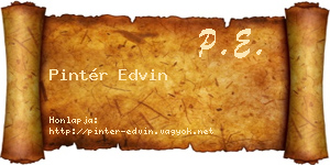 Pintér Edvin névjegykártya